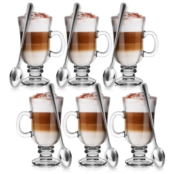 Komplet szklanek do kawy, latte IRISH 200 ml + łyżeczki