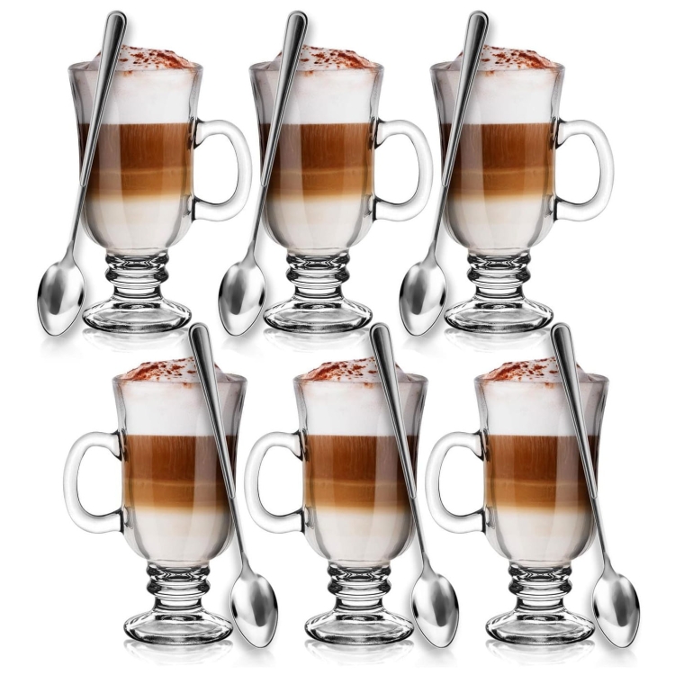 Komplet szklanek do kawy, latte IRISH 200 ml + łyżeczki