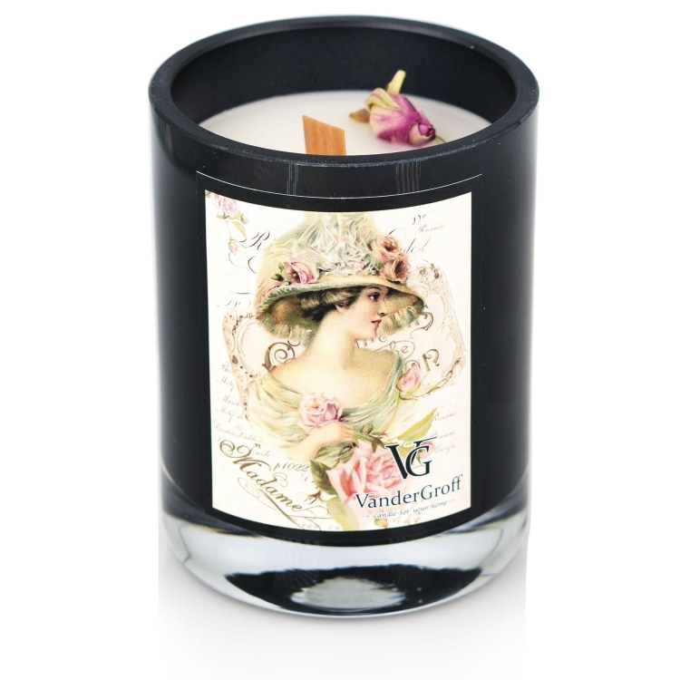 Czarna świeca zapachowa VanderGroff kwiaty 200g