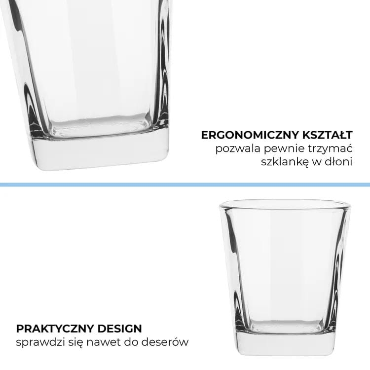 Kwadratowe szklanki do whisky Trend Glass 300ml 6szt
