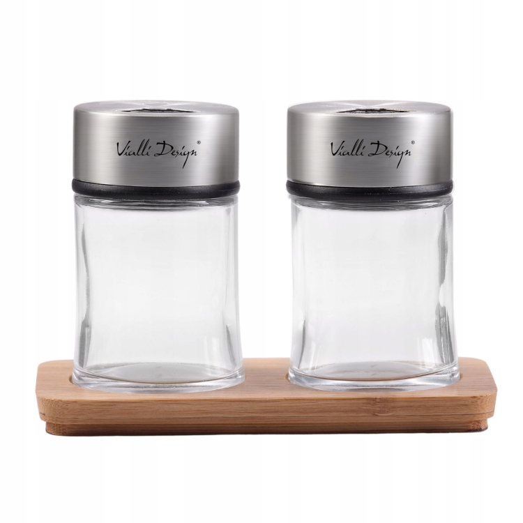 Komplet solniczka i pieprzniczka na podstawce Vialli Design SOHO