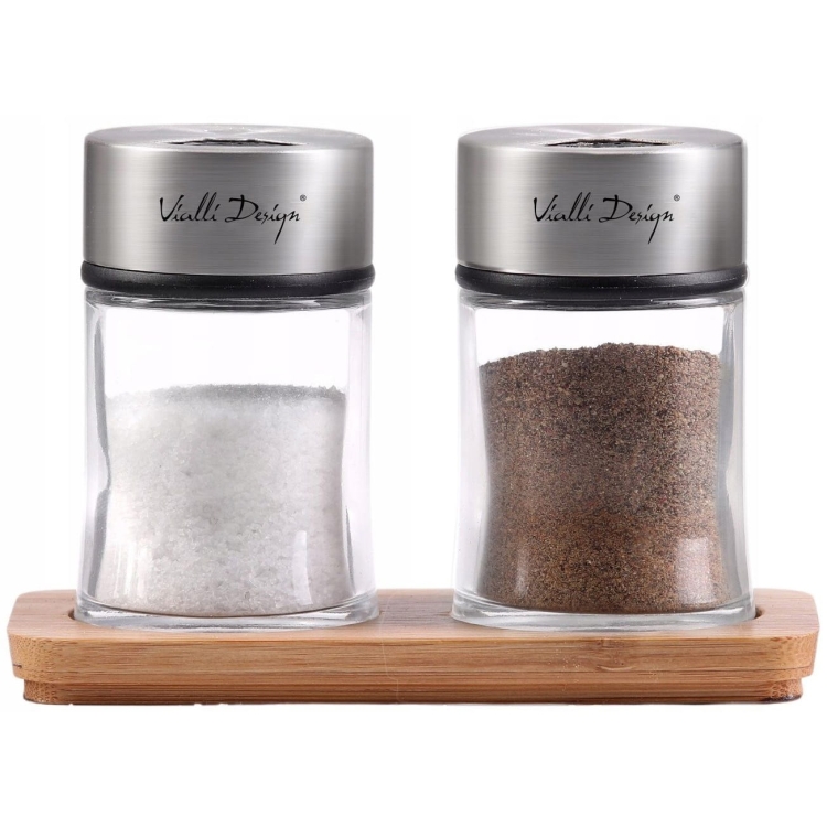 Komplet solniczka i pieprzniczka na podstawce Vialli Design SOHO