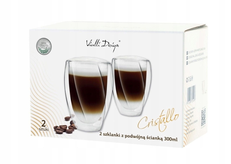 Szklanki termiczne do kawy latte Vialli Design Cristallo 300ml 2szt