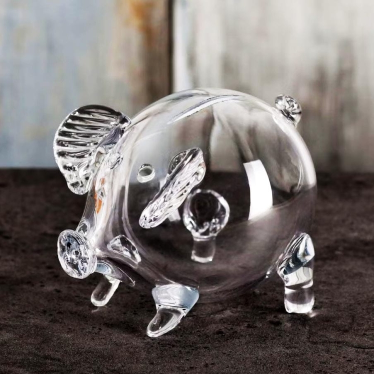 ŚWINKA skarbonka szklana KROSNO Glass - przeźroczysta
