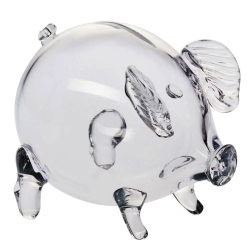 ŚWINKA skarbonka szklana KROSNO Glass - przeźroczysta