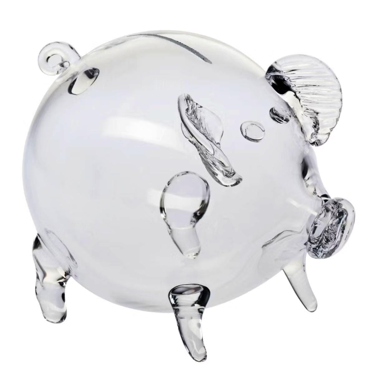 ŚWINKA skarbonka szklana KROSNO Glass DUŻA XL - przeźroczysta