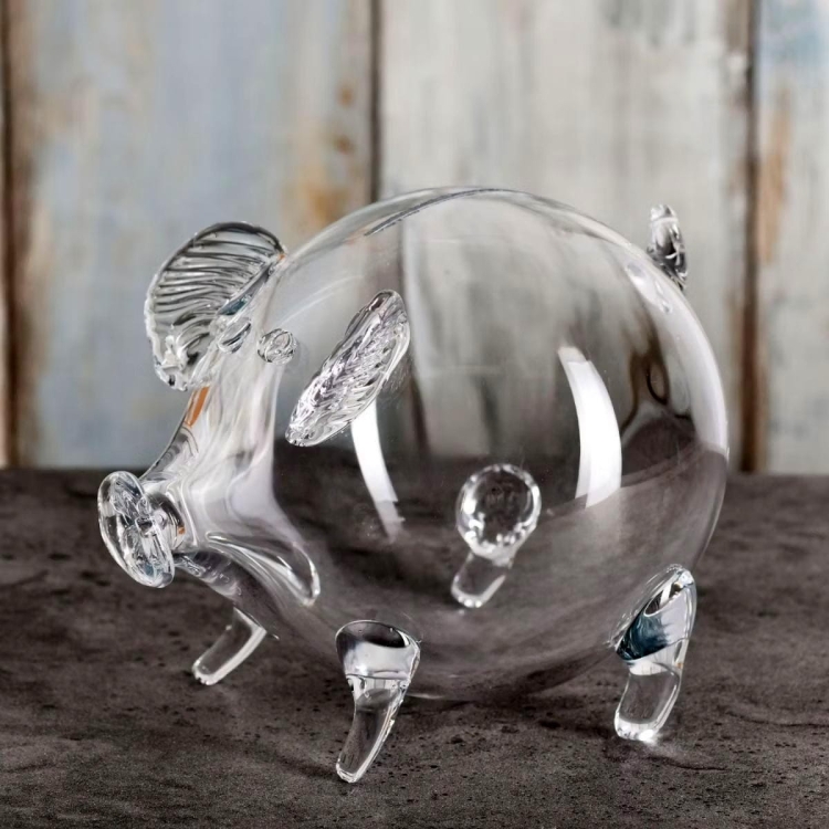 ŚWINKA skarbonka szklana KROSNO Glass DUŻA XL - przeźroczysta