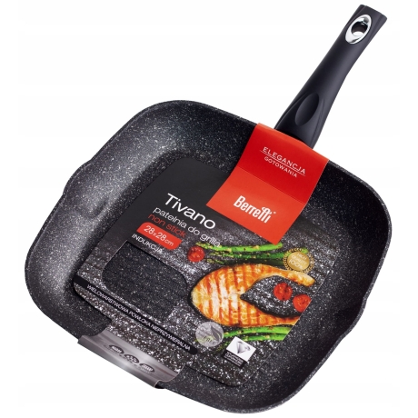 Przejdź do produktu Patelnia grillowa nieprzywierająca non-stick Berretti TIVANO 28x28cm BR-5999