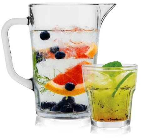 Przejdź do produktu Zestaw do wody soku napojów dzbanek 1,2L+4 szklanki 260ml Trend Glass ALVA