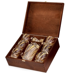 Ekskluzywny zestaw do whisky BOHEMIA Ponti Twist GOLD 6+1 w skrzynce z GRAWEREM