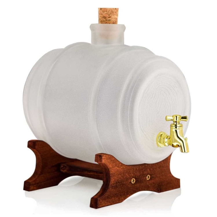 Szklana beczułka, antałek z kranikiem na bimber MLECZNA 2L