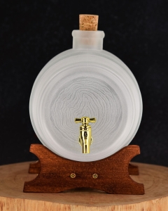 Szklana beczułka, antałek z kranikiem na bimber 4L Mleczna