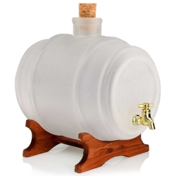 Szklana beczułka, antałek z kranikiem na bimber 4L Mleczna