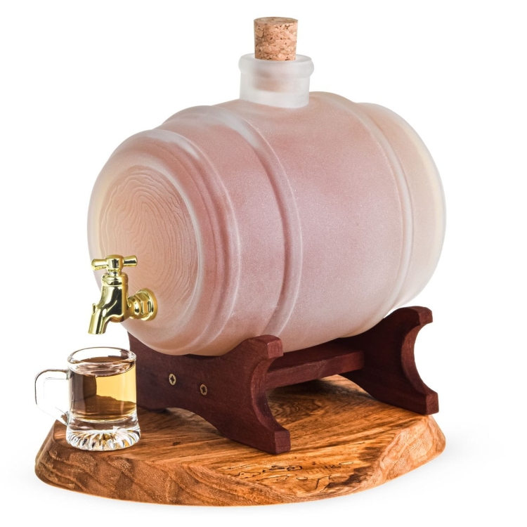 Szklana beczułka, antałek z kranikiem na bimber 5L Mleczna