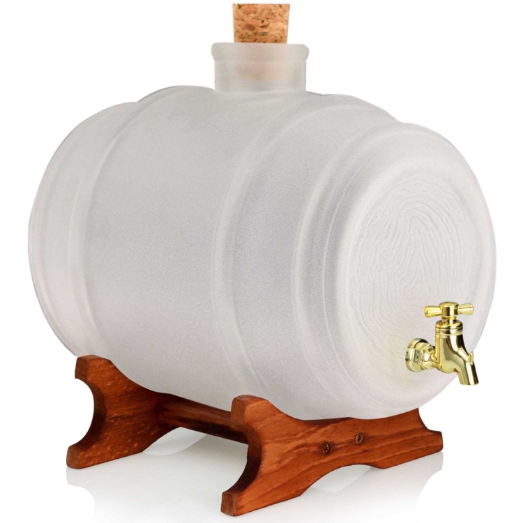 Szklana beczułka, antałek z kranikiem na bimber 5L Mleczna