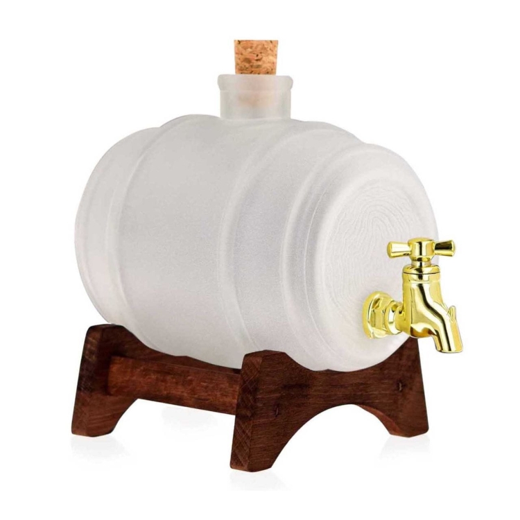 Szklana beczułka, antałek z kranikiem na bimber MLECZNA 1L