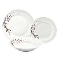 Komplet obiadowy z porcelany Zestaw talerzy dla 6 osób Koko Lawenda 18el