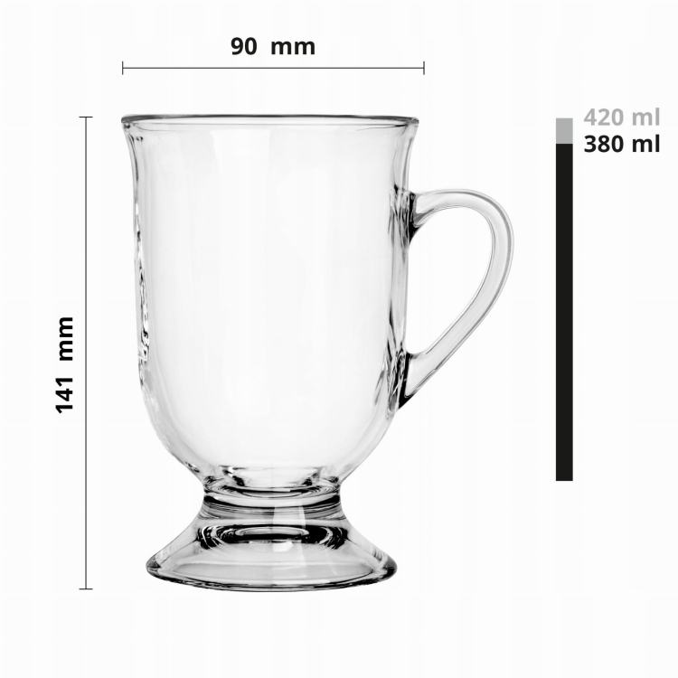 Szklanki KUBKI na stopce do kawy herbaty ELTON XXL | 420ml | 6szt