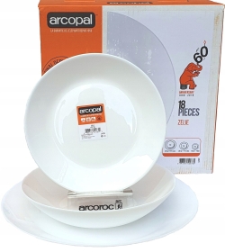 Komplet obiadowy talerze Arcopal / Luminarc ZELIE Biały 18-el