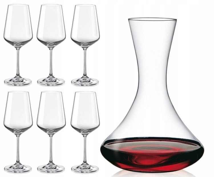 Komplet do wina wody karafka + kieliszki Bohemia Sandra 6+1