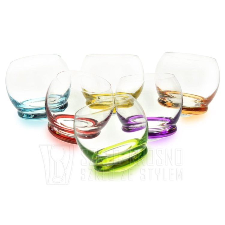 Kolorowe szklanki BUJAJĄCE SIĘ do whisky Bohemia CRAZY 390 ml