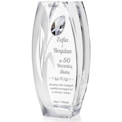 Wazon dekoracyjny SWAROVSKI 26cm "Tulipan" z grawerem, na ślub, podziękowania