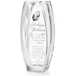 Wazon dekoracyjny SWAROVSKI 32cm "Tulipan" z grawerem, na ślub, podziękowania