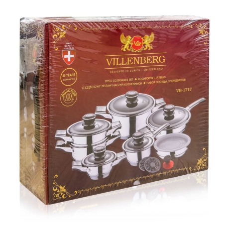 Przejdź do produktu Zestaw ekskluzywnych garnków ze stali chirurgicznej 17el VILLENBERG VB-1717