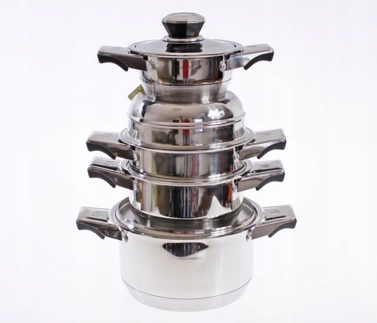Zestaw ekskluzywnych garnków ze stali chirurgicznej 17el VILLENBERG VB-1717
