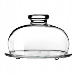 Szklany talerz patera z kloszem na tort ciasto Edwanex 24,5cm