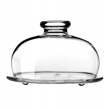 Przejdź do produktu Szklany talerz patera z kloszem na tort ciasto Edwanex 24,5cm