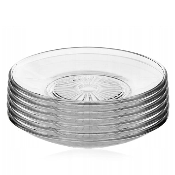 Spodki szklane talerzyki podstawki okrągłe Edwanex Panama 11,5cm 6 sztuk