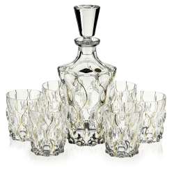 Ekskluzywny zestaw do whisky SAMBA Melody GOLD 6+1 w skrzynce z GRAWEREM