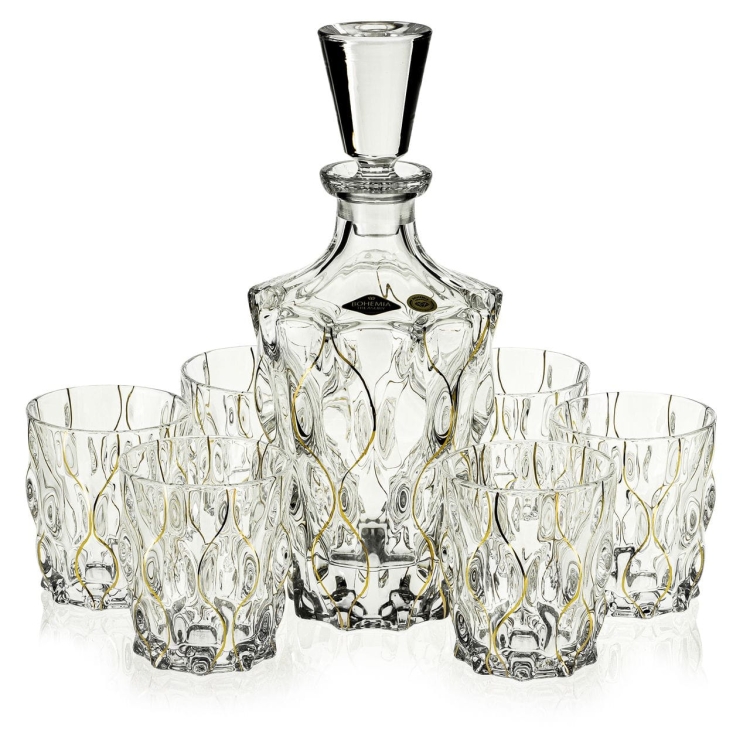 Ekskluzywny zestaw do whisky SAMBA Melody GOLD 6+1 w skrzynce z GRAWEREM