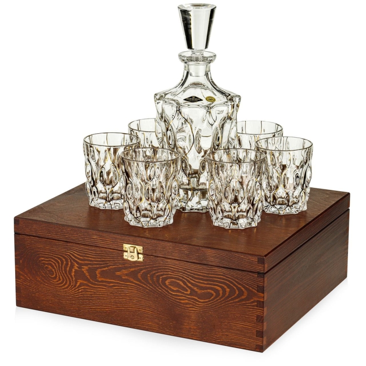 Ekskluzywny zestaw do whisky SAMBA Melody GOLD 6+1 w skrzynce z GRAWEREM