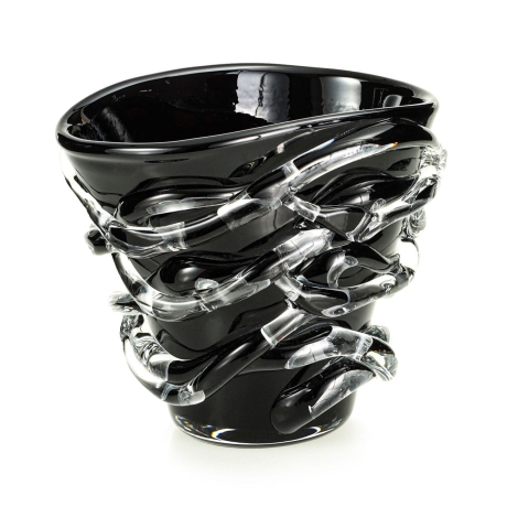 Przejdź do produktu Ekskluzywny ręcznie robiony Wazon szklany na kwiaty czarny HANDMADE 18cm