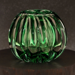 Ekskluzywny ręcznie robiony Wazon szklany na kwiaty zielony HANDMADE 15cm