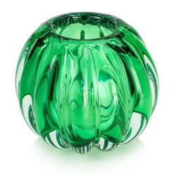 Ekskluzywny ręcznie robiony Wazon szklany na kwiaty zielony HANDMADE 15cm