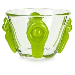 Ekskluzywny ręcznie robiony Wazon szklany na kwiaty zielony HANDMADE 12cm