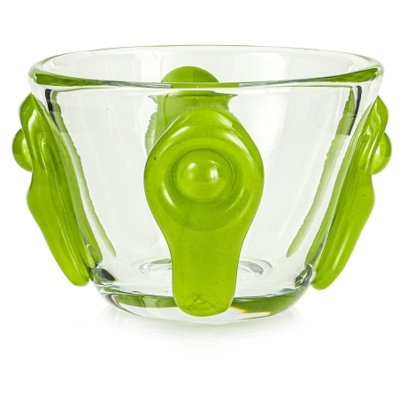 Przejdź do produktu Ekskluzywny ręcznie robiony Wazon szklany na kwiaty zielony HANDMADE 12cm