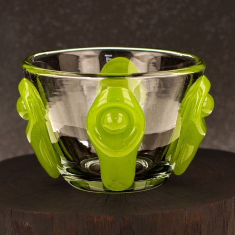 Przejdź do produktu Ekskluzywny ręcznie robiony Wazon szklany na kwiaty zielony HANDMADE 12cm