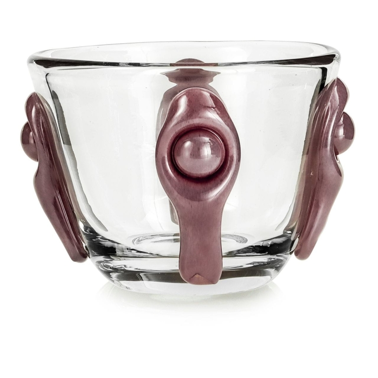 Ekskluzywny ręcznie robiony Wazon szklany na kwiaty fioletowy HANDMADE 12cm