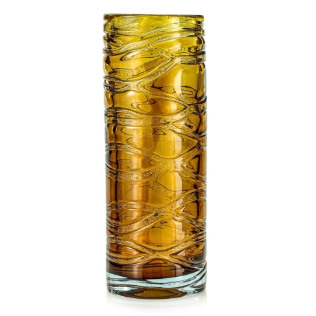 Przejdź do produktu Ekskluzywny ręcznie robiony Wazon szklany na kwiaty pomarańczowy HANDMADE 32cm