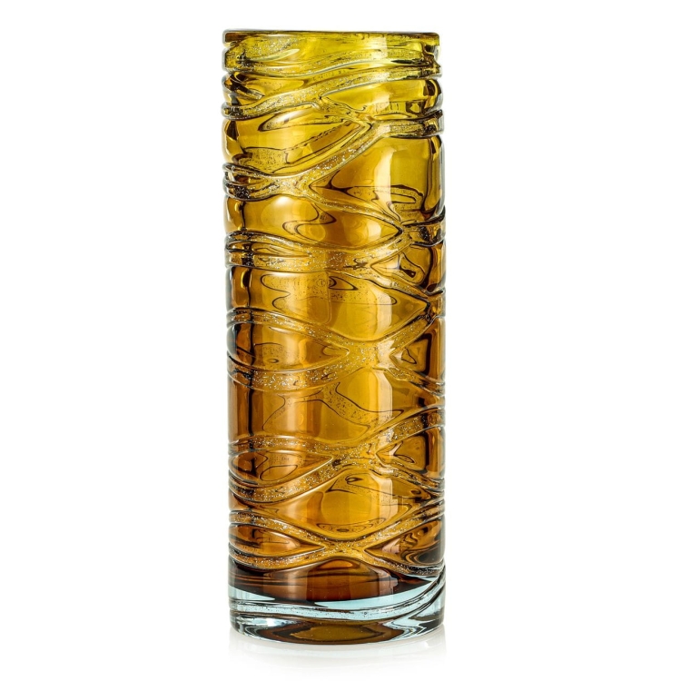 Ekskluzywny ręcznie robiony Wazon szklany na kwiaty pomarańczowy HANDMADE 32cm