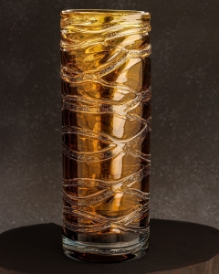 Ekskluzywny ręcznie robiony Wazon szklany na kwiaty pomarańczowy HANDMADE 32cm