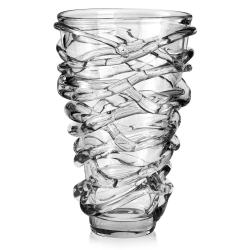 Ekskluzywny ręcznie robiony Wazon szklany na kwiaty bezbarwny HANDMADE 30cm