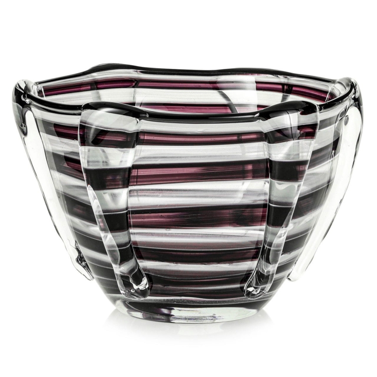 Ekskluzywny ręcznie robiony Wazon szklany na kwiaty czarny HANDMADE 18cm