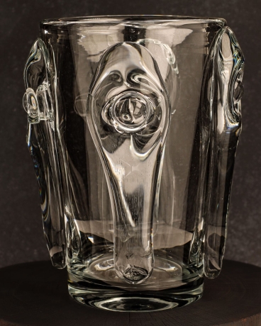 Przejdź do produktu Ekskluzywny ręcznie robiony Wazon szklany na kwiaty bezbarwny HANDMADE 24cm