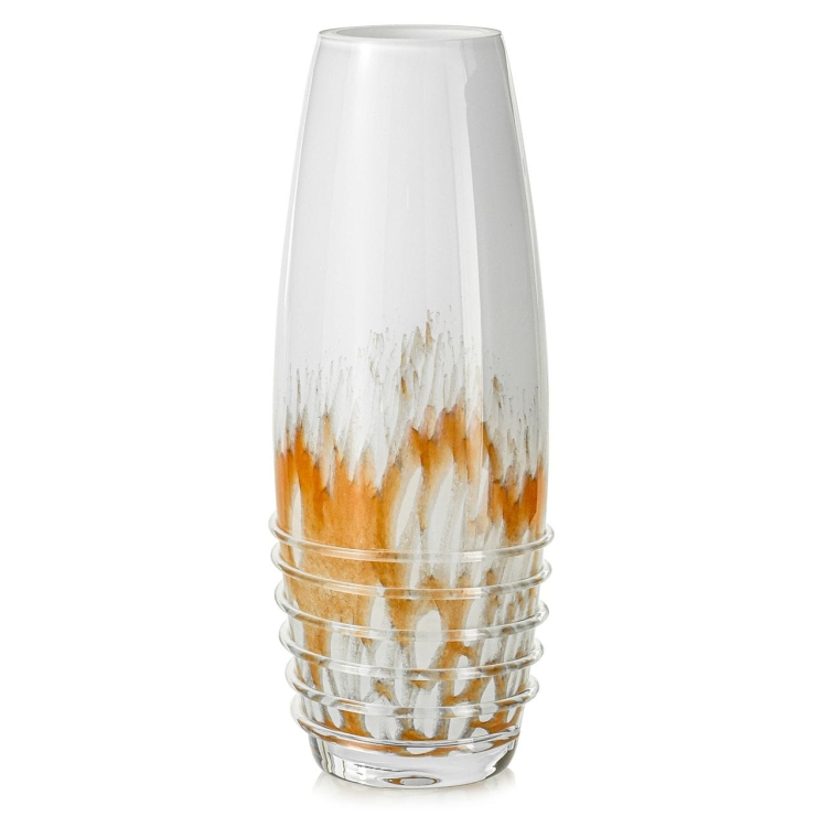 Ekskluzywny ręcznie robiony Wazon szklany na kwiaty biały HANDMADE 30cm