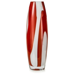 Ekskluzywny ręcznie robiony Wazon szklany na kwiaty czerwony HANDMADE 40cm